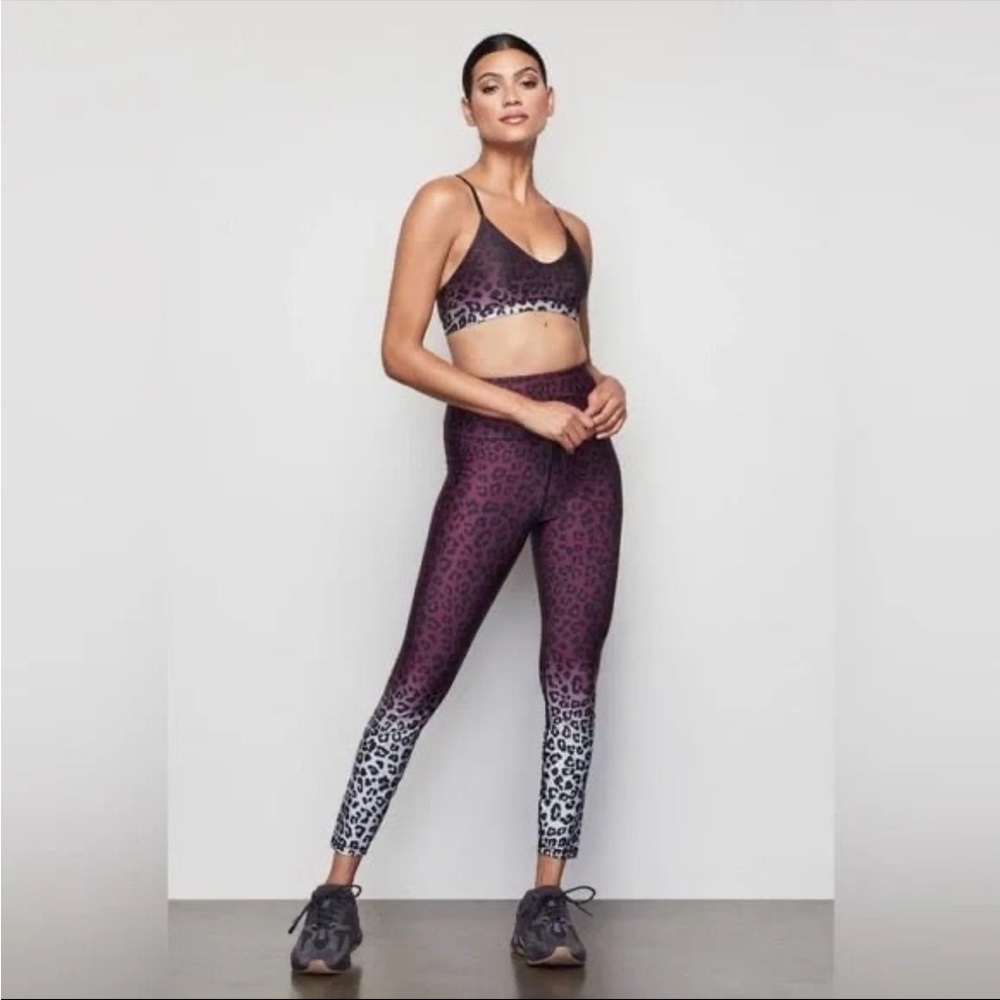 Good American Activewear Matching Set Burgundy White Ombré Leopard Women’s XS